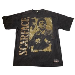Vintage Scarface‎ Clothing Co. Tony Montana Men's T- Shirt 2XL Glitter Iconic